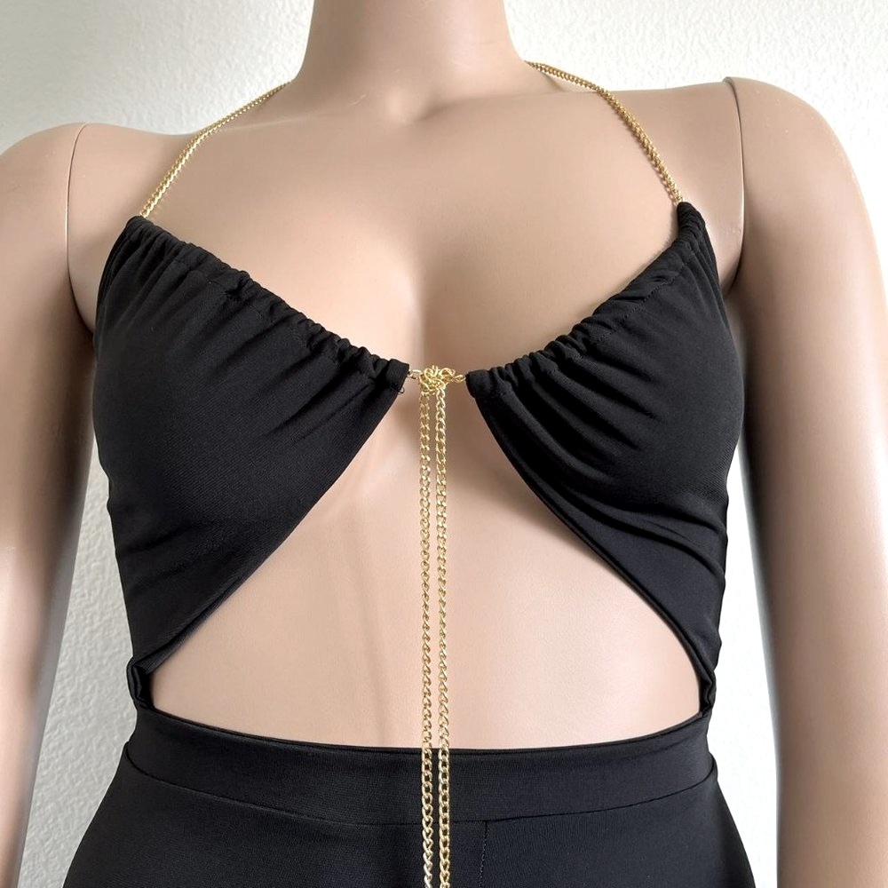 MADRAG Women One Piece Flare Jumpsuit Palazzo Pants Size L fits Size 12-14 NWT - Picture 3 of 3